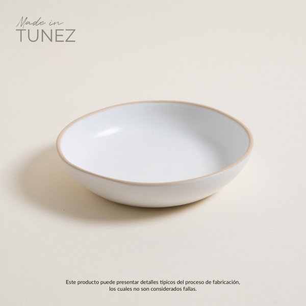 PLATO HONDO MONASTIR BLANCO BORDE NATURAL 20 CM