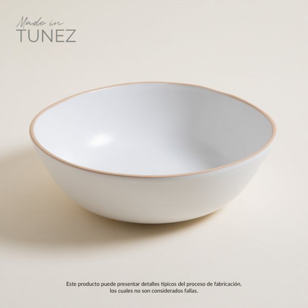 ENSALADERA MONASTIR BLANCA BORDE NATURAL 25 CM