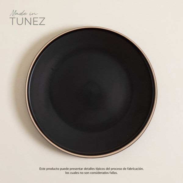PLATO TOZEUR NEGRO BORDE NATURAL 26 CM