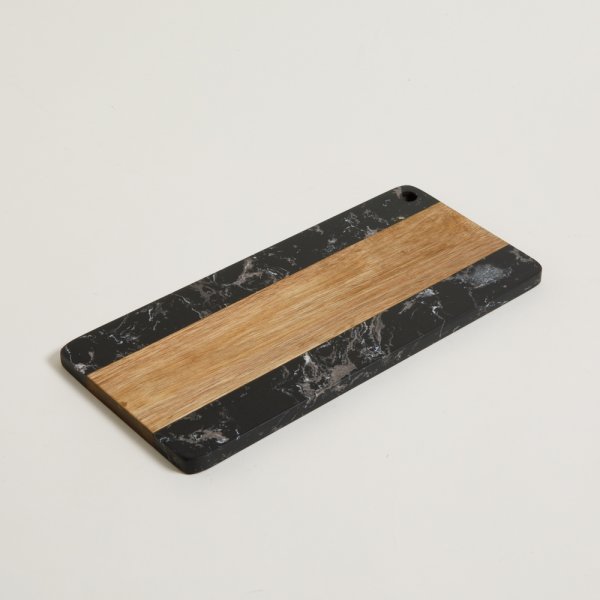 TABLA MACAEL MARMOL NEGRO Y MADERA 35X16 CM — imagen 1