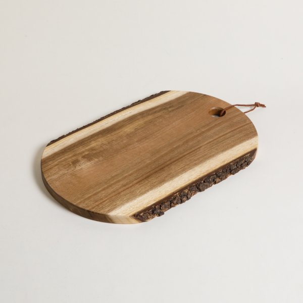 TABLA OVAL DE ACACIA CON CORTEZA 41X26,5 CM