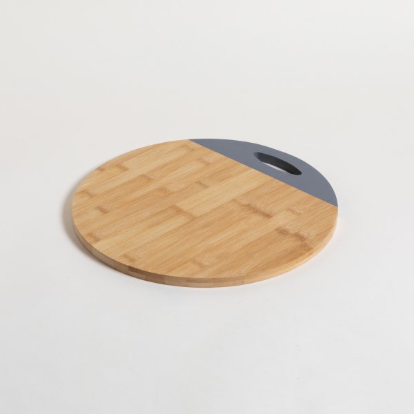 TABLA DE BAMBOO BORDE GRIS REDONDA 35 CM