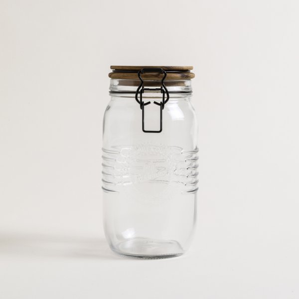 FRASCO HERMETICO CIERRE NEGRO TAPA MADERA OLD FASHION 1500ML — imagen 1