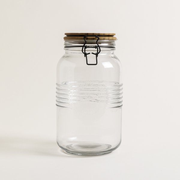 FRASCO HERMETICO CIERRE NEGRO TAPA MADERA OLD FASHION 3000ML — imagen 1