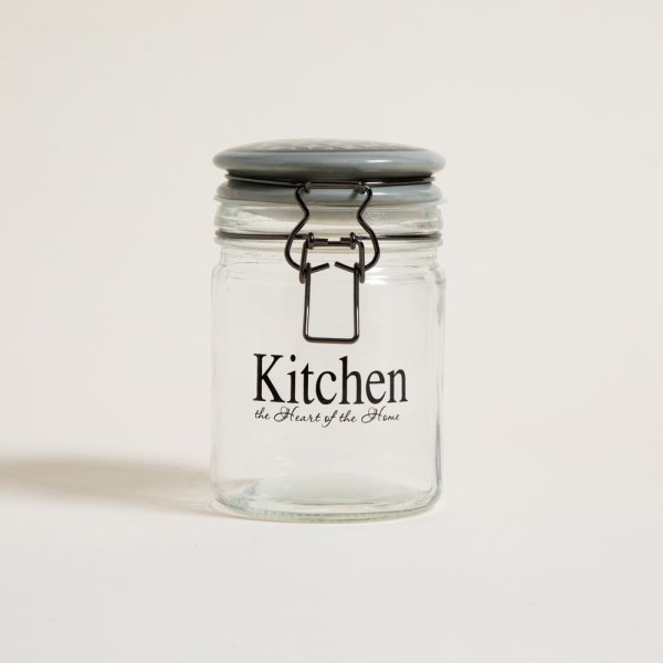 FRASCO REDONDO HERMETICO KITCHEN TAPA CERAMICA GRIS 700 ML — imagen 1