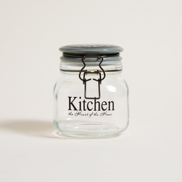 FRASCO CUADRADO HERMETICO KITCHEN TAPA CERAMICA GRIS 750 ML — imagen 1