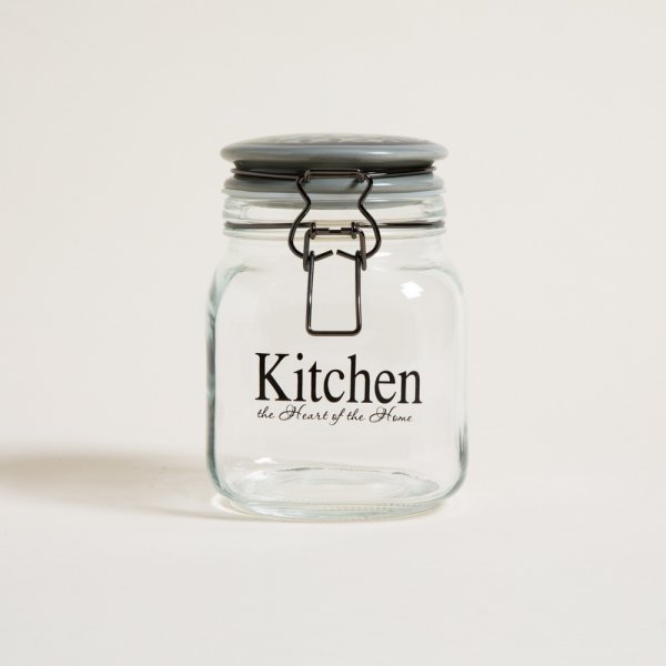 FRASCO CUADRADO HERMETICO KITCHEN TAPA CERAMICA GRIS 900 ML — imagen 1