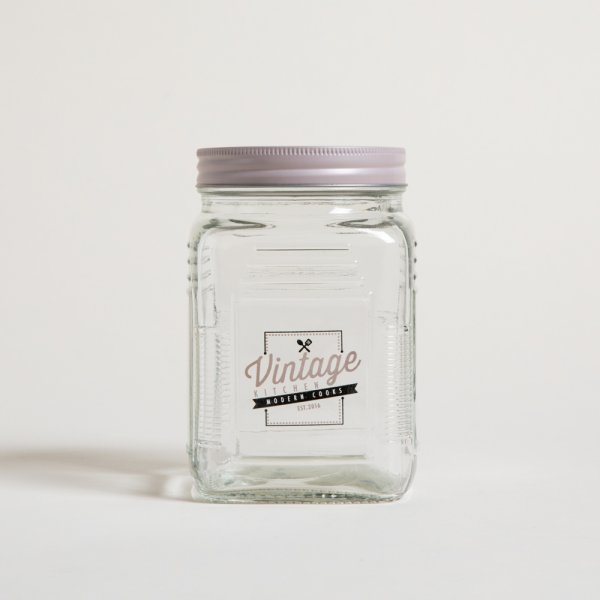 FRASCO CUADRADO LOGO VINTAGE C/ TAPA NUDE 10X10X15,5CM - 950ML — imagen 1