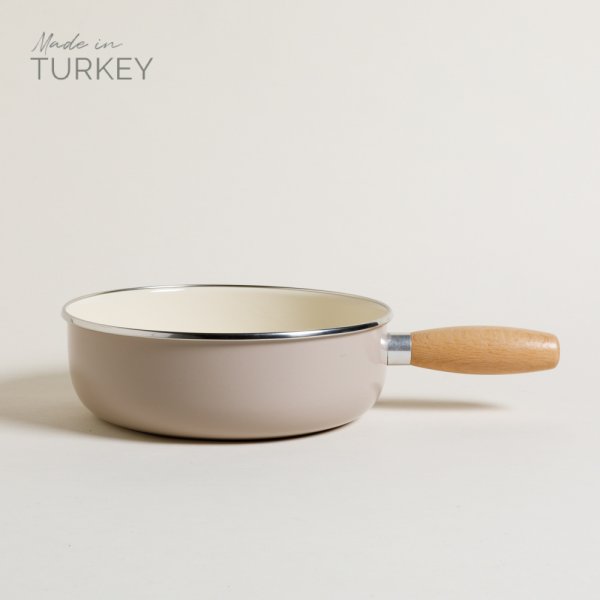 SARTEN BAJA KONYA ENLOZADA VISON & CREMA C/ MANGO DE MADERA 22 CM - 3300 ML