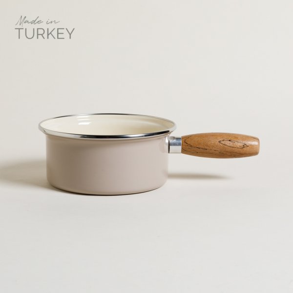 SARTEN KONYA ENLOZADA VISON & CREMA CON MANGO DE MADERA 16 CM - 1300 ML