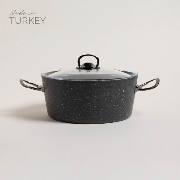 CACEROLA DE ALUMINIO ANTIADHERENTE NEGRO GRANITO 24 CM - 4400 ML