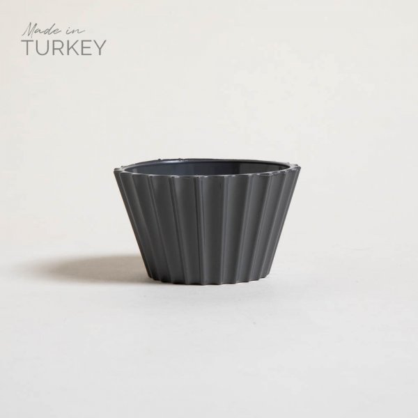 BOWL CONICO DE PLASTICO LINEAS HORIZONTALES GRIS 200 ML
