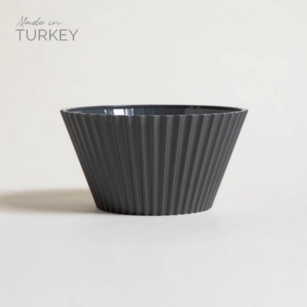 BOWL CONICO DE PLASTICO LINEAS HORIZONTALES GRIS 2000 ML