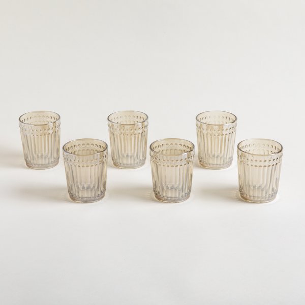 SET X 6 VASOS BAJOS DE VIDRIO COLOR CHAMPAGNE LINEA CARDIFF 300 ML