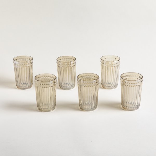 SET X 6 VASOS ALTOS DE VIDRIO COLOR CHAMPAGNE LINEA CARDIFF 400 ML