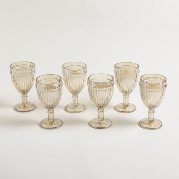 SET X 6 COPAS DE VIDRIO COLOR CHAMPAGNE LINEA CARDIFF 300 ML — imagen 1