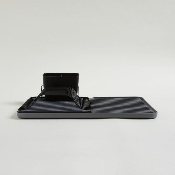 SECAPLATOS DE ACERO NEGRO CON BANDEJA DE PLASTICO GRIS 43 X 29 X 12CM