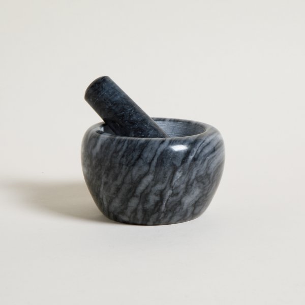 MORTERO ANCHO ANDHRA DE MARMOL NEGRO 13,5X8 CM