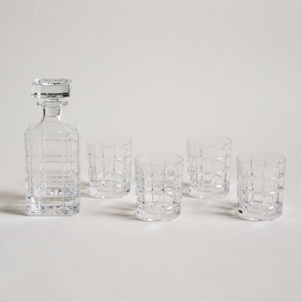 SET X 4 VASOS DE WHISKY Y BOTELLON DE VIDRIO SCOTCH 750 ML