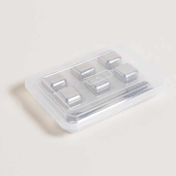 SET X 6 HIELOS REUTILIZABLES ACERO + PINZA — imagen 1