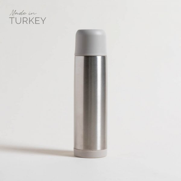 TERMO DE ACERO INOXIDABLE TAPA GRIS CLARO 750 ML — imagen 1
