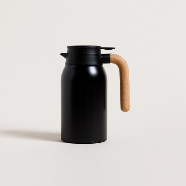 JARRA TÉRMICA DE ACERO BLACK CON ASA DE MADERA 800 ML — imagen 1