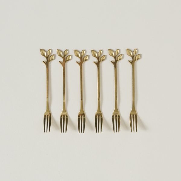 SET X 6 TENEDORES COPETIN DE ACERO DORADO STEM 12,5 CM — imagen 1