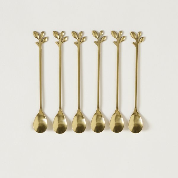 SET X 6 CUCHARAS LARGAS ACERO DORADO STEM 16,5 CM