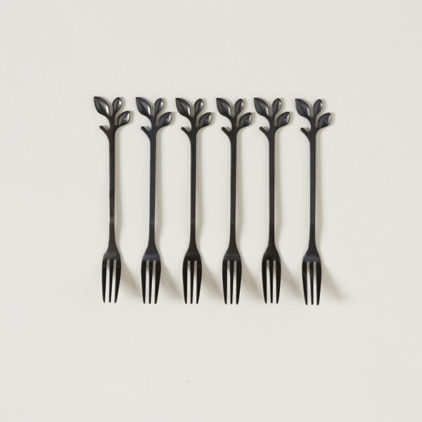 SET X 6 TENEDORES COPETIN DE ACERO NEGRO STEM 12,5 CM