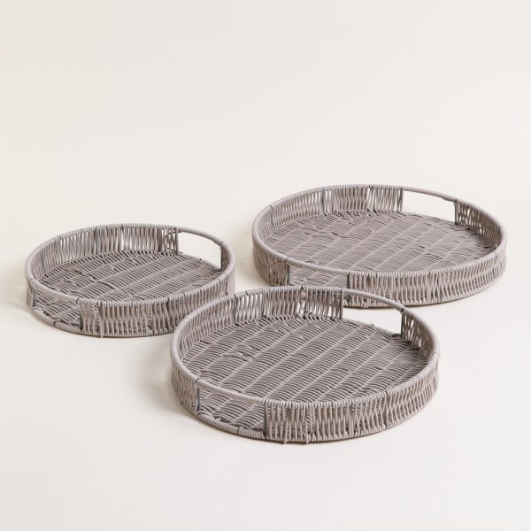 SET X 3 BANDEJAS REDONDAS DE PP VISON CLARO 36 /32 Y 28 CM — imagen 1