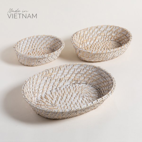 SET X 3 CANASTOS OVALES VINH 36X27 / 29X22 / 22X18 CM — imagen 1