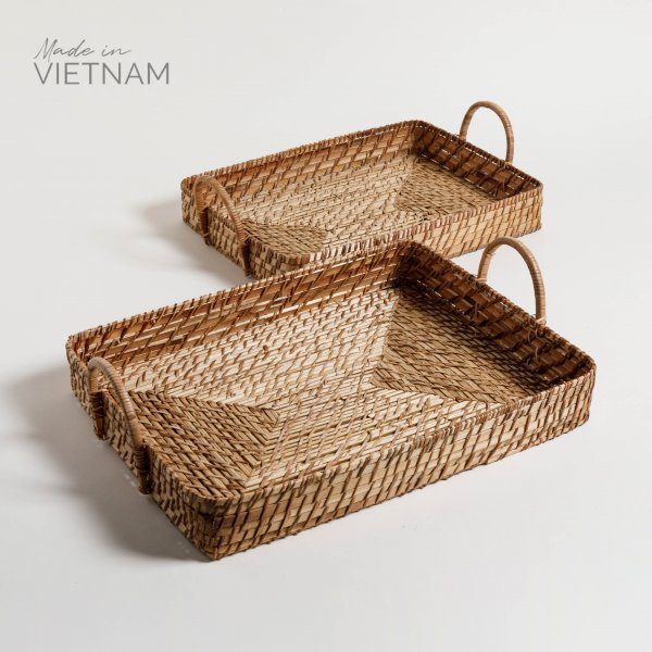 SET X 2 BANDEJAS RECTANGULARES VINH NATURAL 45X36 / 40X30 CM — imagen 1