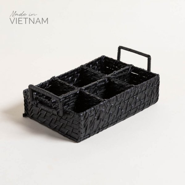 PORTA UTENSILIOS RECTANGULAR DE 6 CAVIDADES VINH NEGRO 27X17X7 CM — imagen 1