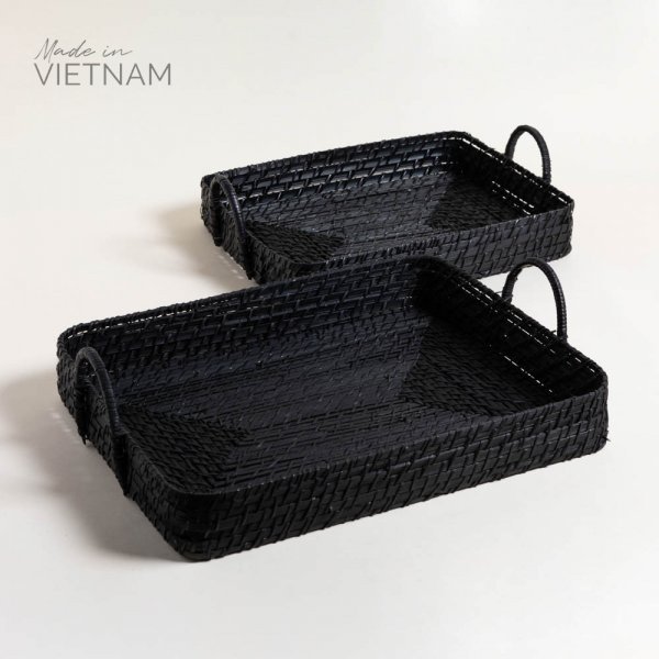 SET X 2 BANDEJAS RECTANGULARES VINH NEGRO 45X36 / 40X30 CM