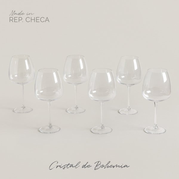 SET X 6 COPAS DE CRISTAL DE BOHEMIA ANSER 770 ML