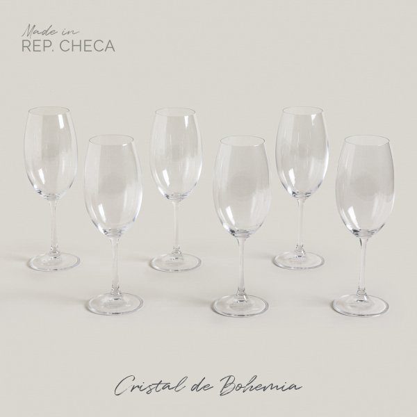 SET X 6 COPAS DE CRISTAL DE BOHEMIA MILVUS 630 ML