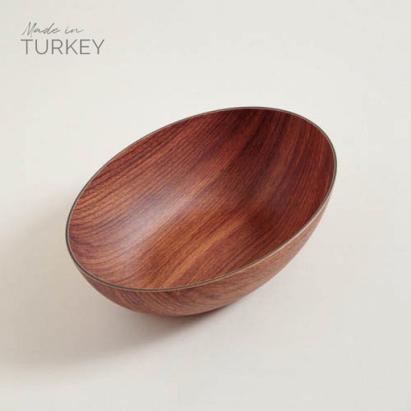 BOWL OVAL DE PP SIMIL MADERA NOGAL 30X21,5X8,5 CM
