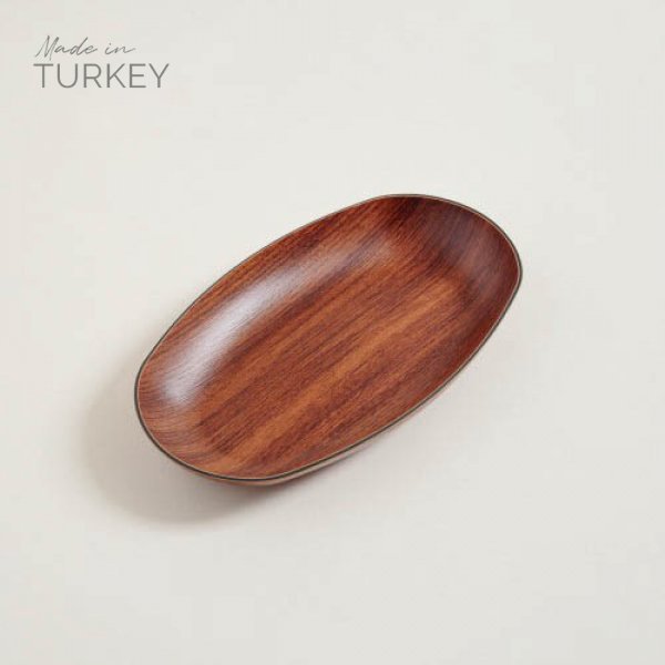 BANDEJA OVAL DE PP SIMIL MADERA NOGAL 28,5X17X3,5 CM — imagen 1