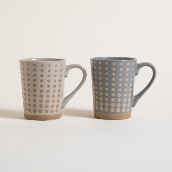 MUG RECTO PSICO BEIGE & GREY CON BASE 440 ML