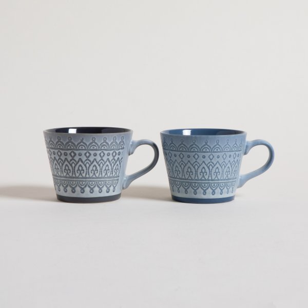 MUG NEPAL CONICO GRIS & AZUL 384 ML