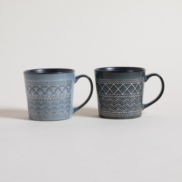 MUG BIHAR RECTO GRIS & AZUL 443 ML