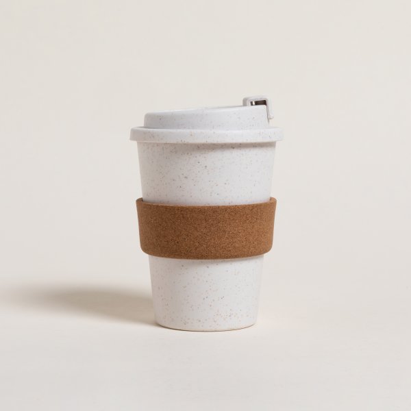 VASO TERMICO AGARRE DE CORCHO CIERRE CLICK CREAM 350 ML — imagen 1