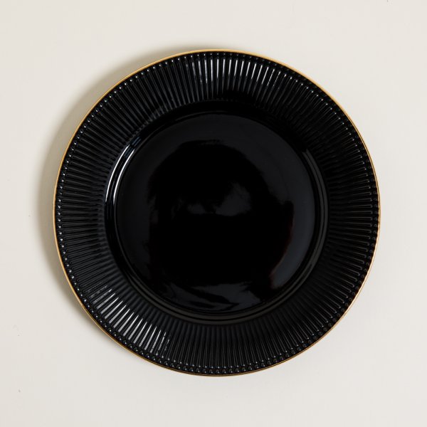 PLATO PLAYO ACAPULCO BLACK BORDE DORADO 27 CM