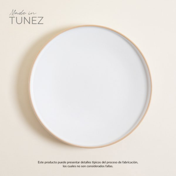 PLATO PLAYO TOZEUR BLANCO CON BORDE NATURAL 26 CM