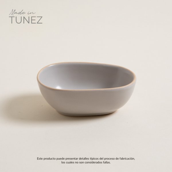 BOWL CHICO ZARZIS GRIS CON BORDE NATURAL 12.5X9 CM