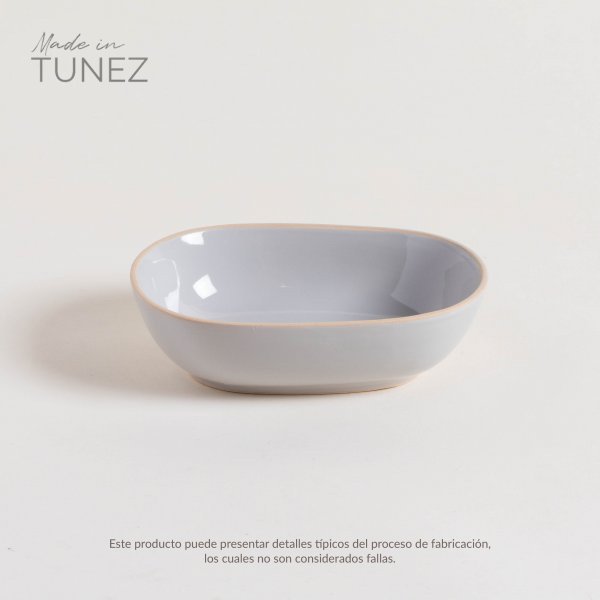 BOWL ZARZIS GRIS CLARO BRILLANTE CON BORDE NATURAL 18.5X13.5 CM