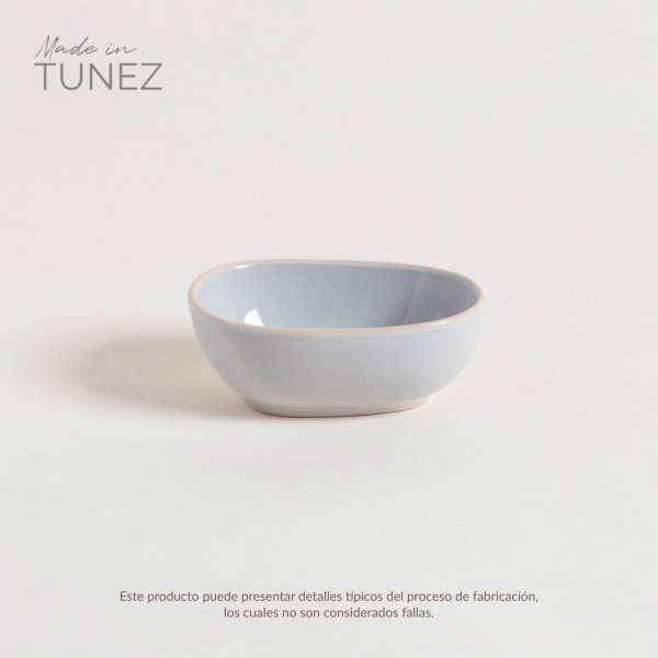 BOWL CHICO ZARZIS GRIS CLARO BRILLANTE CON BORDE NATURAL 12.5X9 CM