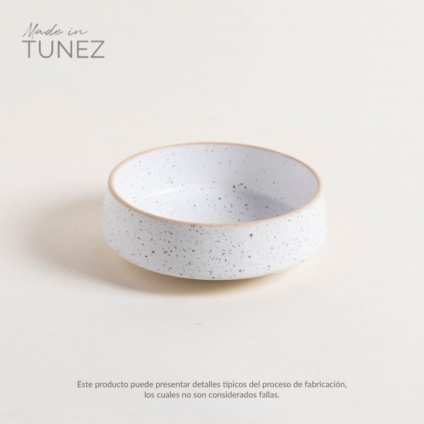 BOWL TOZEUR BLANCO DOTS CON BORDE NATURAL 15 CM