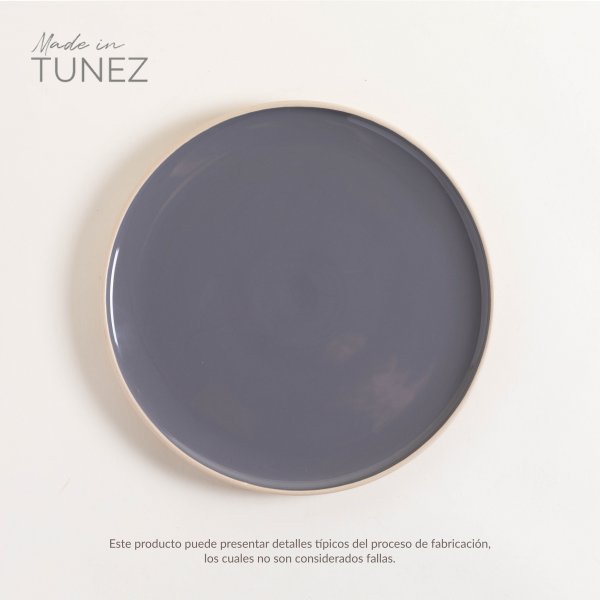 PLATO PLAYO KORBA GRIS OSCURO BRILLANTE CON BEIGE 27 CM
