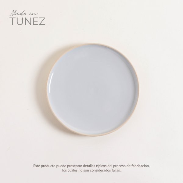 PLATO POSTRE KORBA GRIS CLARO BRILLANTE CON BEIGE 20 CM